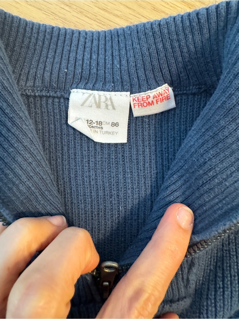 Zara Navy Blue Half-Zip Ribbed Sweater - Picture 2 of 2